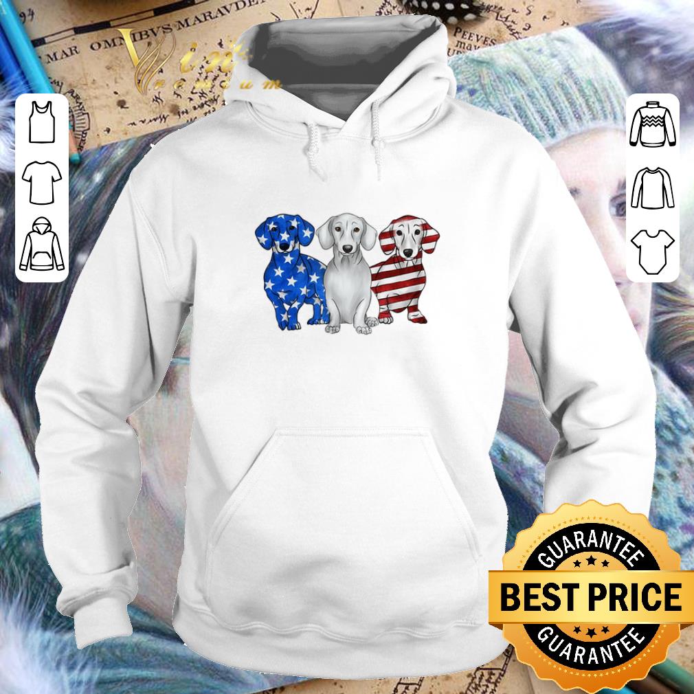 Hot Dachshund Red white and blue American flag shirt