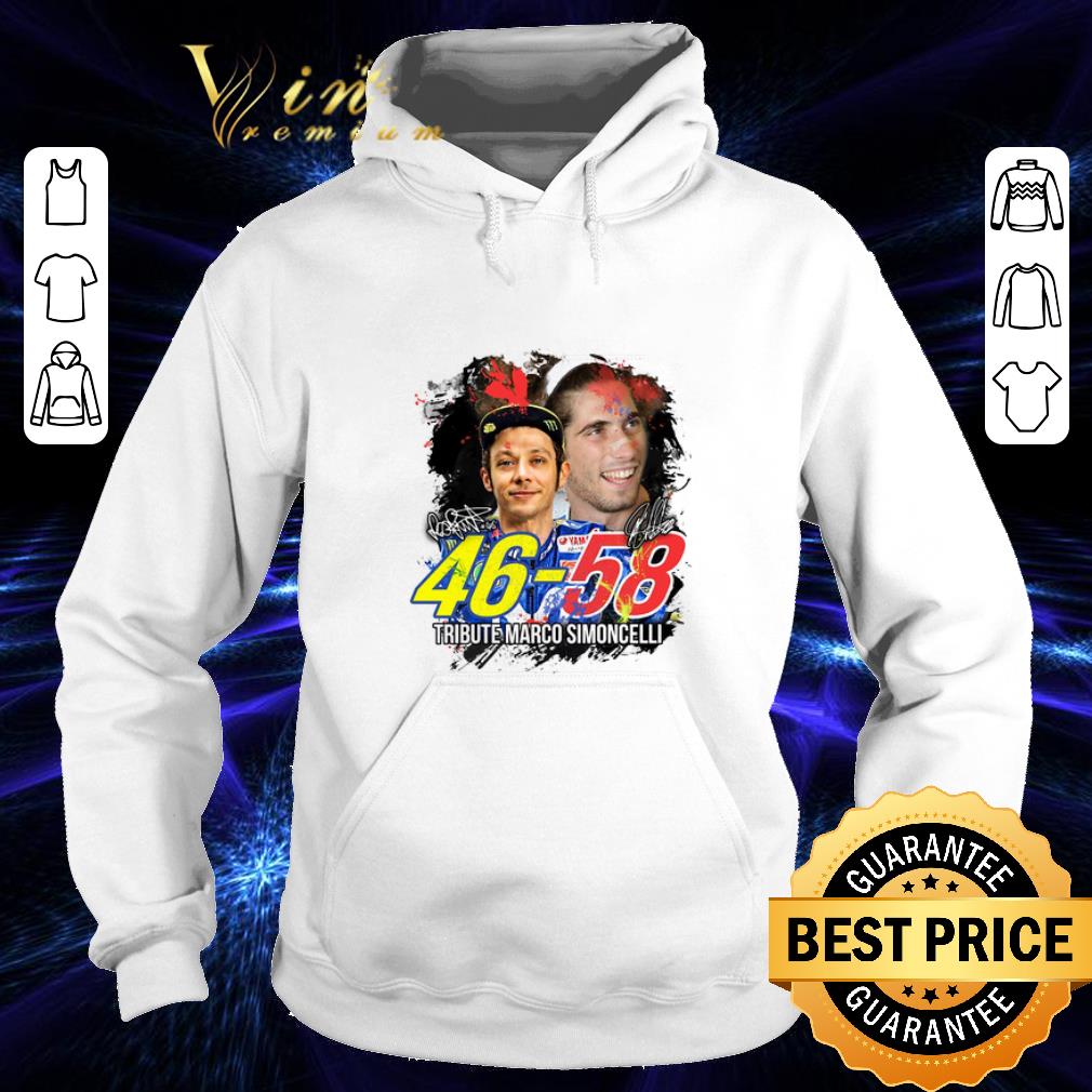 Hot Valentino Rossi 46 Tribute Marco Simoncelli 58 signatures shirt