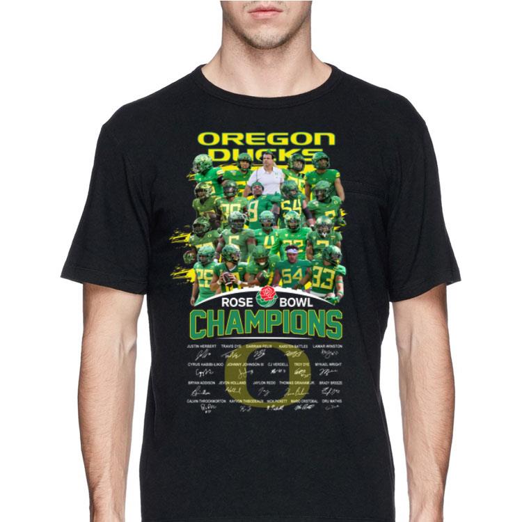 Oregon Ducks Rose Bowl Champions player signatures autographed shirt 12 Oregon Ducks Rose Bowl Champions player signatures autographed shirt