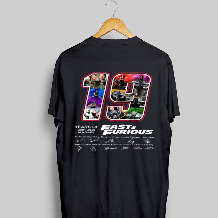 19 Years Of Fast & Furious 2001 2020 10 Movies Signatures shirt 9