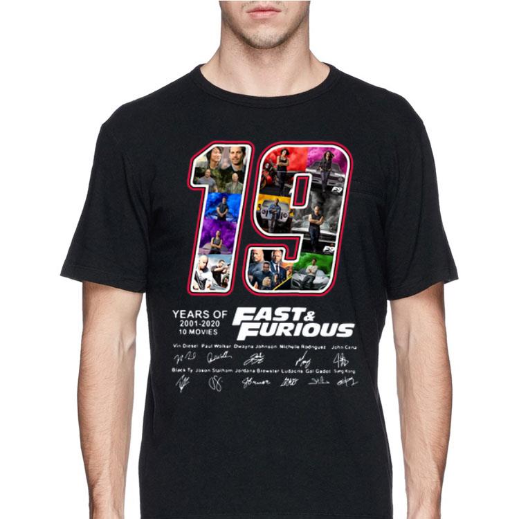 19 Years Of Fast & Furious 2001 2020 10 Movies Signatures shirt 12 19 Years Of Fast & Furious 2001 2020 10 Movies Signatures shirt