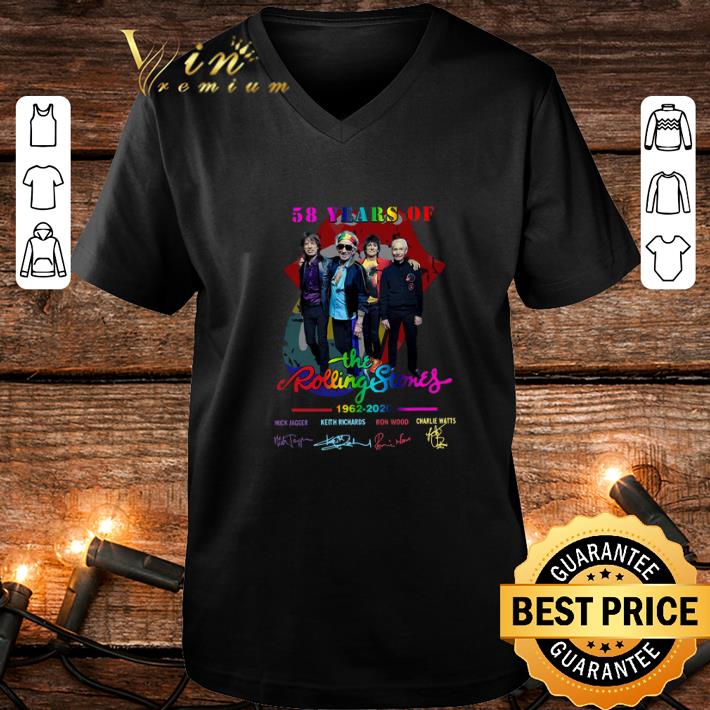 Hot 58 Years Of The Rolling Stones Logo 1962-2020 Signatures shirt