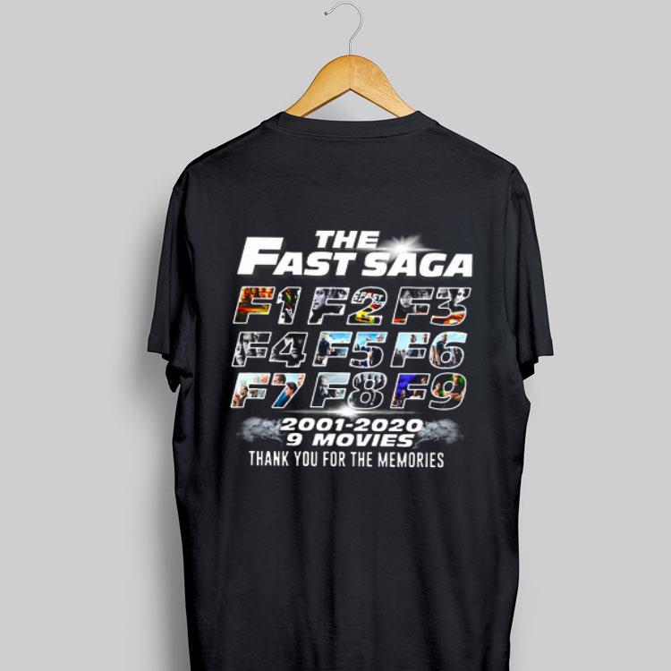 The Fast Saga F1 F2 F3 F4 F5 F6 F7 F8 F9 2001 2020 9 Movie Thank You For The Memories shirt 9