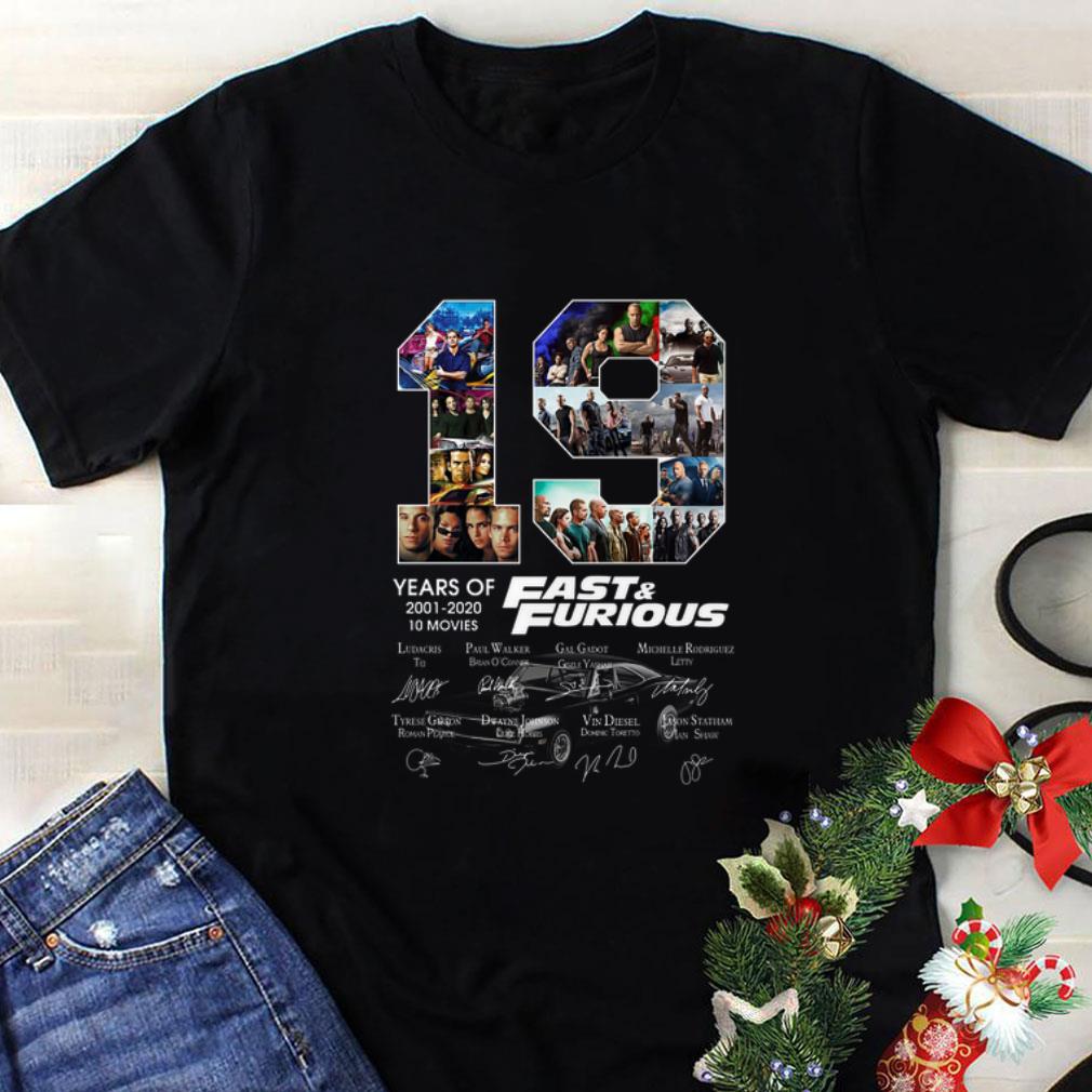 Top 19 years of Fast & Furious 2001 2020 10 movies signatures shirt 8