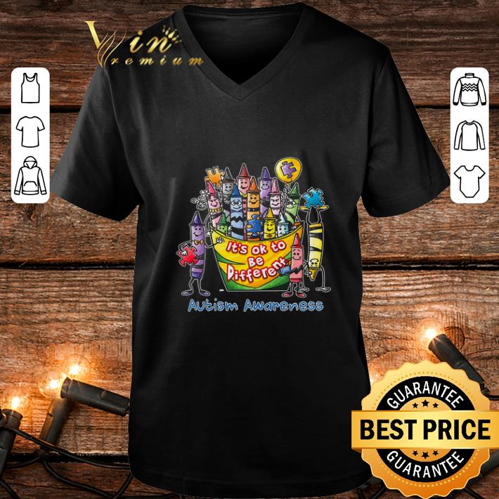Top Crayons it's ok to be different Autism Awareness shirt
