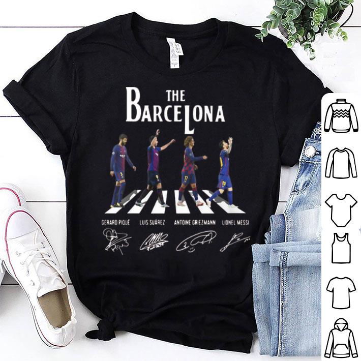 The Barcelona Abbey Road Signatures Lionel Messi Luis Suarez shirt 8