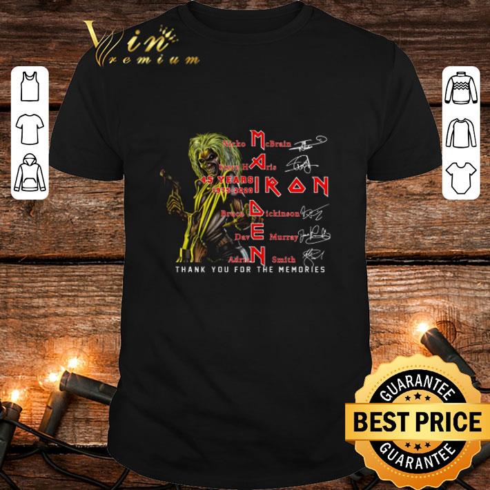 Top 45 years 1975-2020 Iron Maiden signatures Nicko McBrain shirt 8