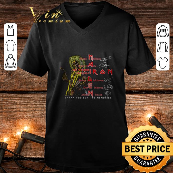 Top 45 years 1975-2020 Iron Maiden signatures Nicko McBrain shirt