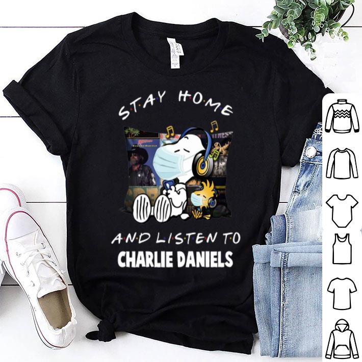 Snoopy Woodstock Stay Home And Listen To Charlie Daniels shirt 8