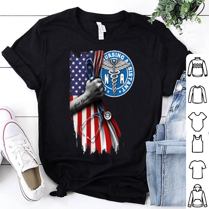 NA Certified Nursing Assistant Stethoscope American Flag shirt 8