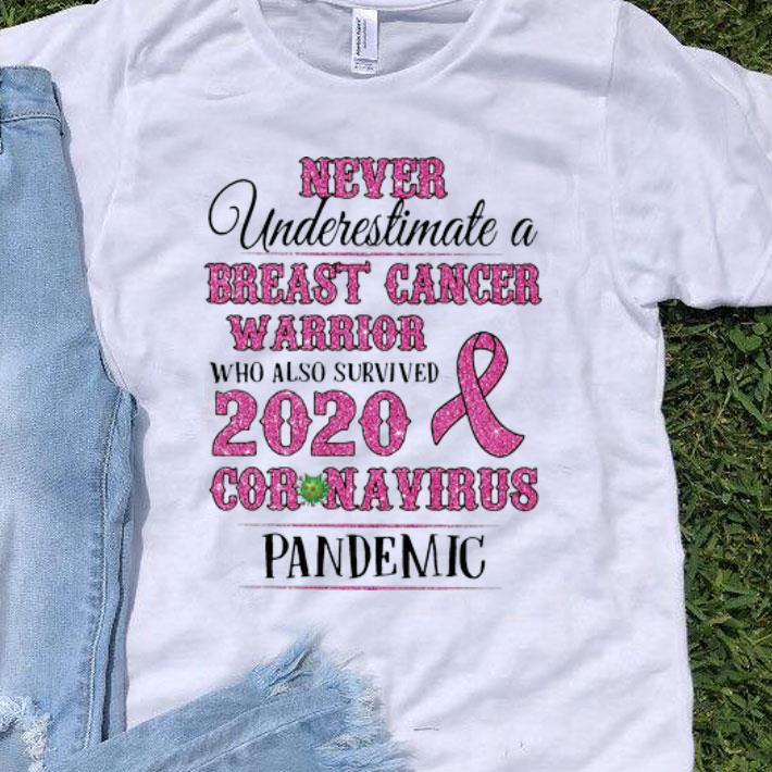 Never Underestimate A Breast Cancer Warrior Coronavirus Pandemic shirt 8