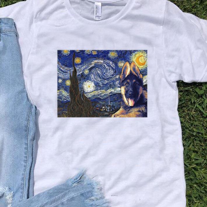 Police Dog Starry Night Horizontal Van Gogh shirt 9