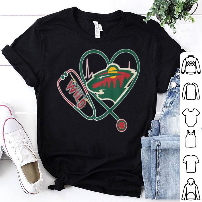 Love Minnesota Wild Heartbeat Nurse Stethoscope shirt 9