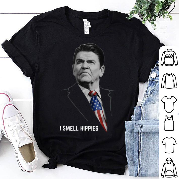 Ronald Reagan American Flag I Smell Hippies shirt 8