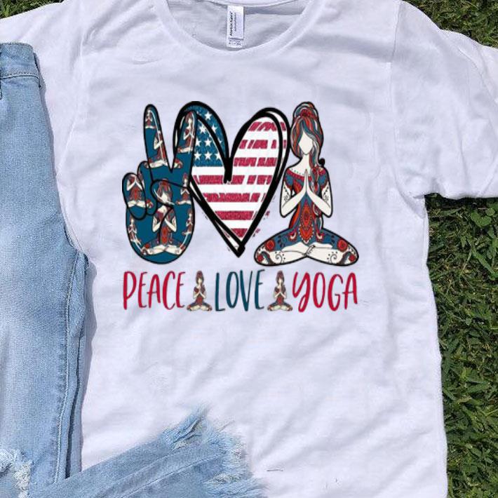 Peace Love Yoga American Flag shirt 8