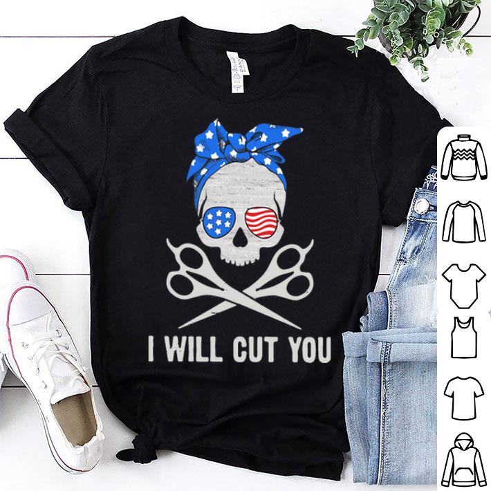 Skull I Will Cut You American Flag Sunglasses shirt 8