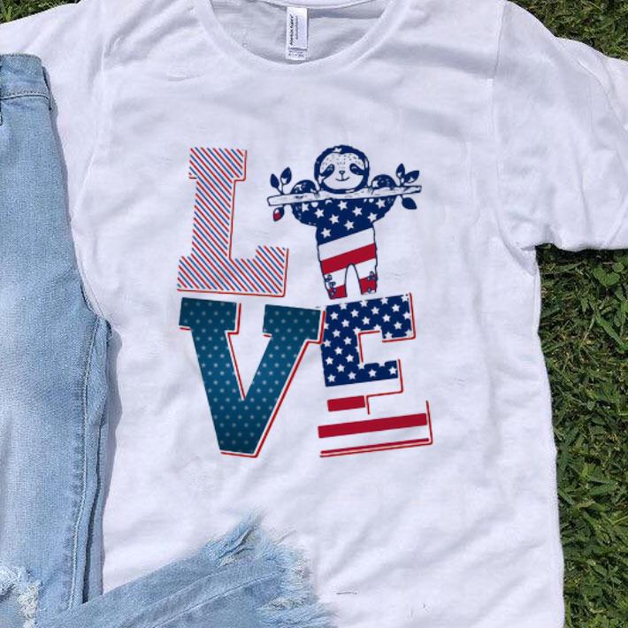 Sloth Love American Flag Independence Day 4th Of July shirt 9