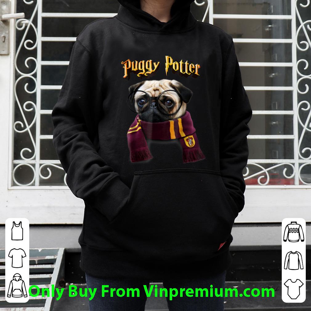 Great Puggy Potter Frame Eyeglasses And Scarf Hufflepuff Magic Wizard shirt