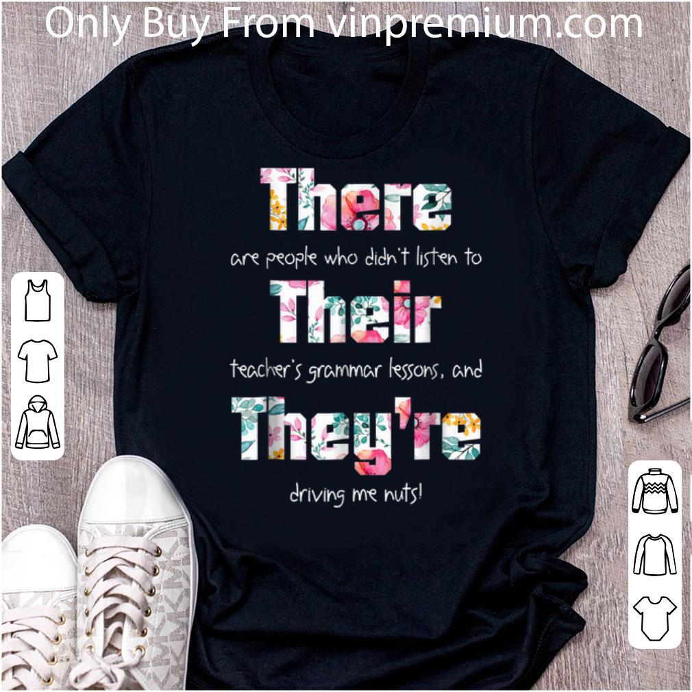 Official There Their They're English Grammar Floral shirt 7