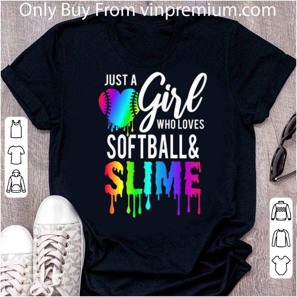 Top Just Girl Who Love Softball & Slime Rainbow shirt 6