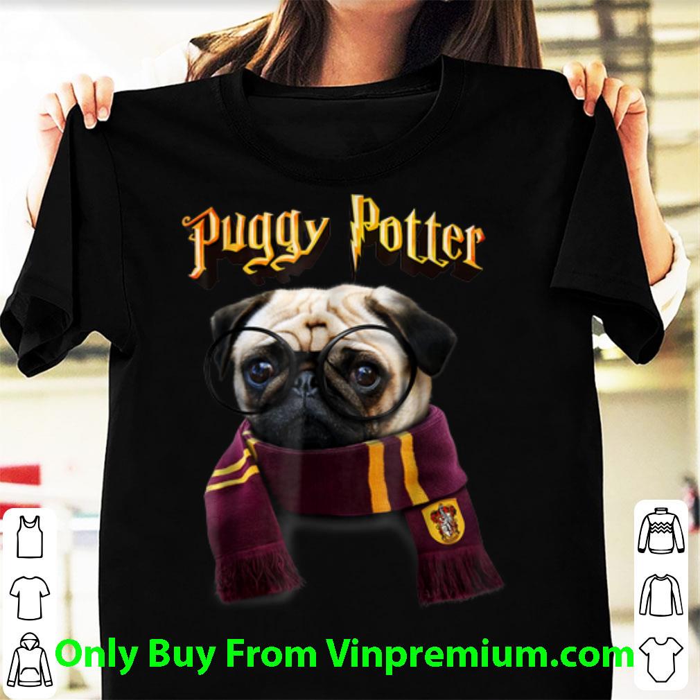 Great Puggy Potter Frame Eyeglasses And Scarf Hufflepuff Magic Wizard shirt 6