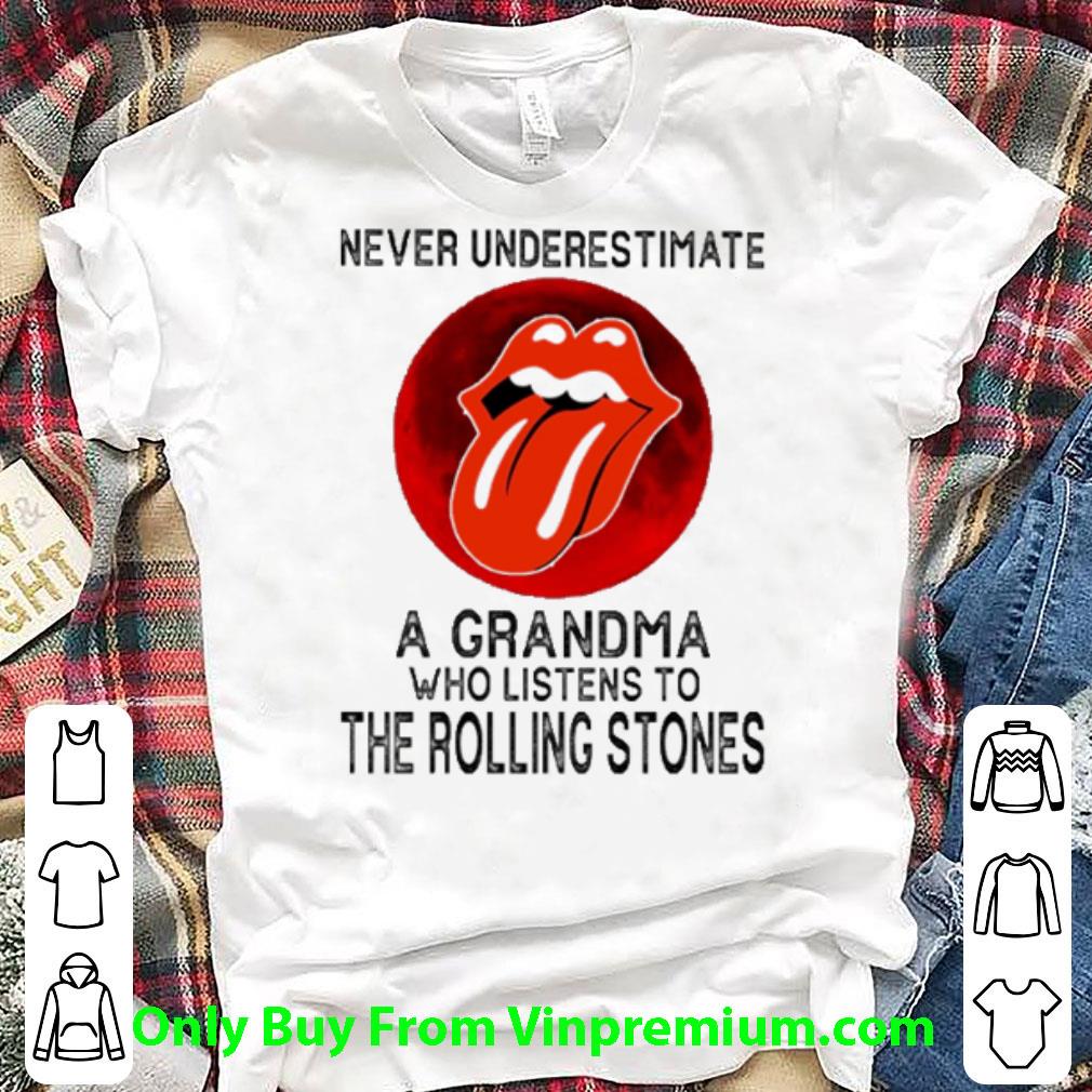 Top Sunset Never Underestimate A Grandma Who Listens To The Rolling Stones shirt 7