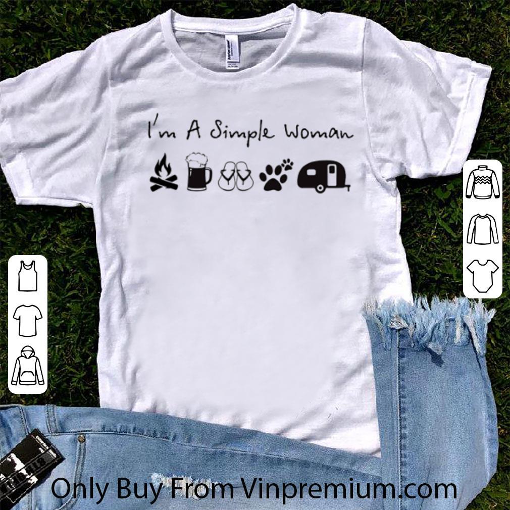 Top I’m A Simple Woman I Like Campfire Beer Flip Flops Paw Dog Camping shirt 7