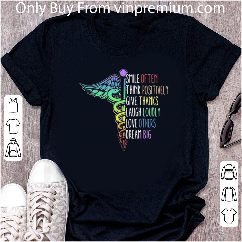 Official Smile Often Think Positively Give Thanks Laugh Loudly Nurse shirt 7