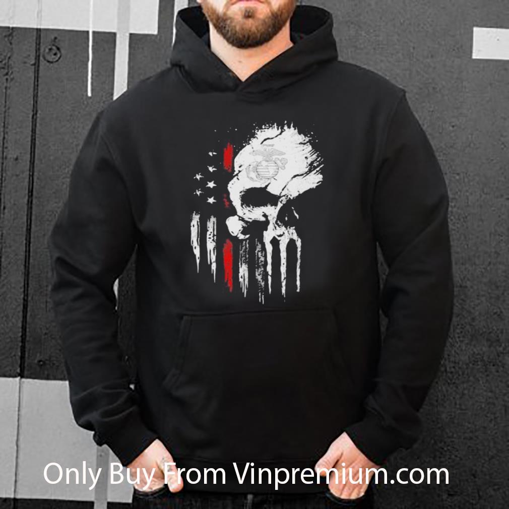 Great American Flag Red Marine Skull Independence Day shirt