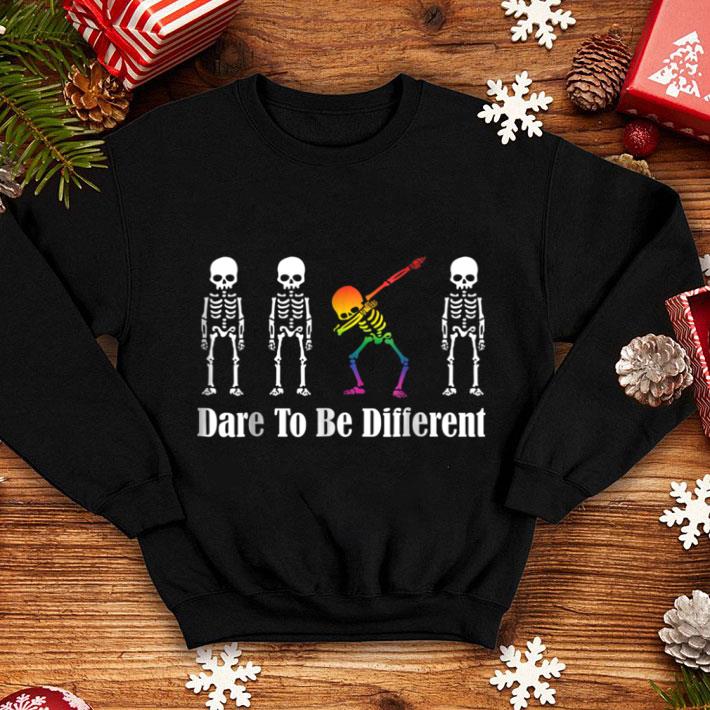 Top LGBT Dabbing Skeleton Halloween Dare To Be Yourself shirt