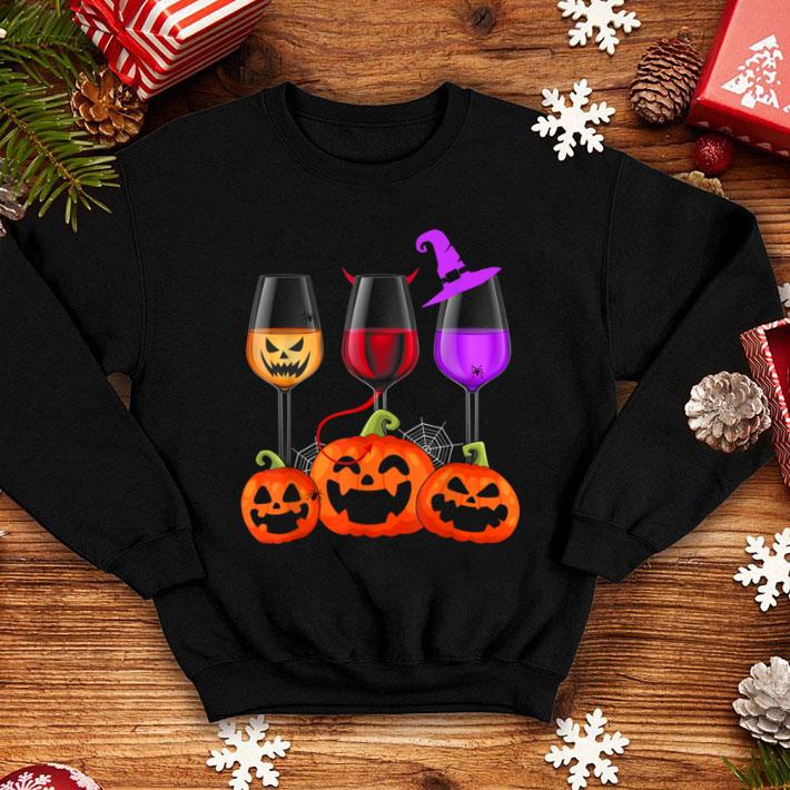 Premium Three Glasses Of Wines - Funny Halloween Wine Lover shirt