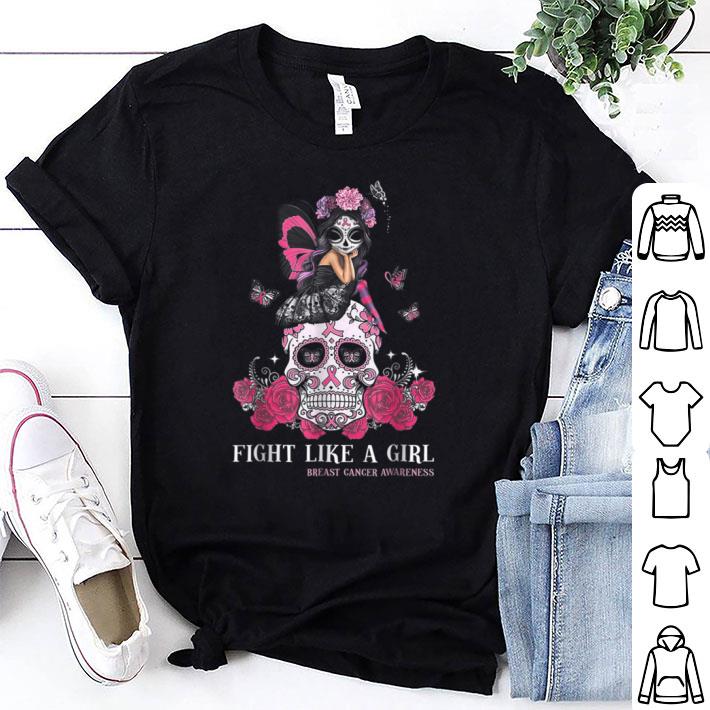 Great Fight Like A Breast Cancer Girl Skull Halloween shirt 6