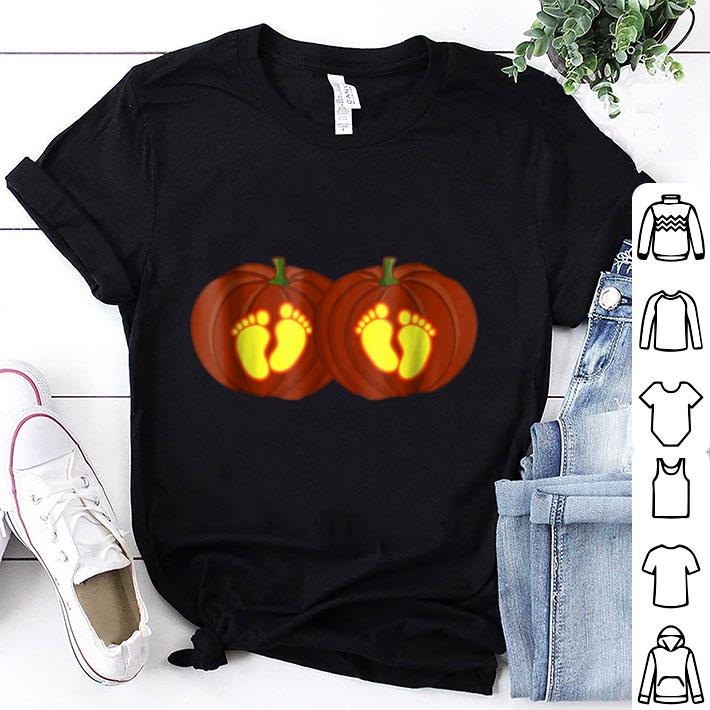 Pretty Twins Halloween Pregnancy Twins Pumpkin Pregnant shirt 7