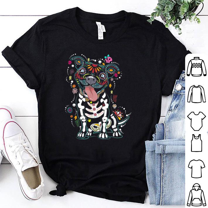 Awesome Pitbull Skull Rose Halloween Dog Lover shirt 7