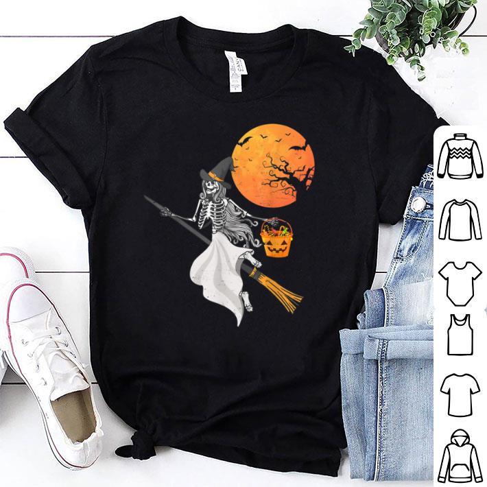 Great Funny Womens Halloween Skeleton Witch Costume Pumpkin shirt 7