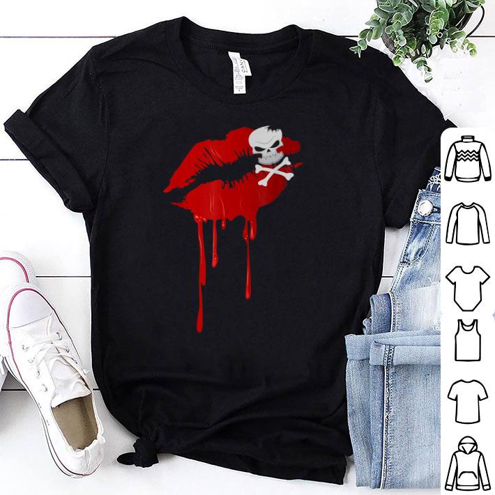 Great Halloween Dripping Lips - Lipstick Kiss Skull & Crossbones shirt 7