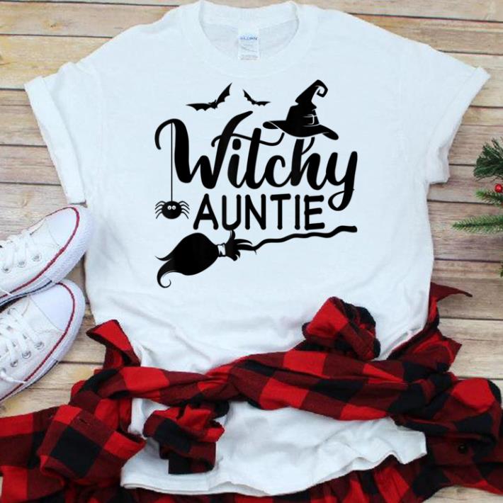 Awesome Witchy Auntie With Witch Hat Halloween Aunt Costume shirt 7