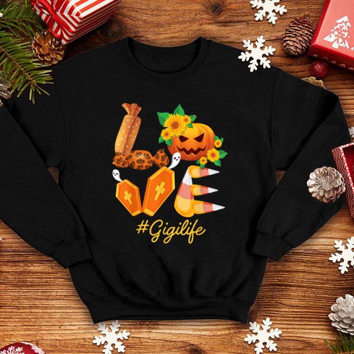 Nice Love Gigi Life Sunflower Pumpkin Candy Halloween shirt