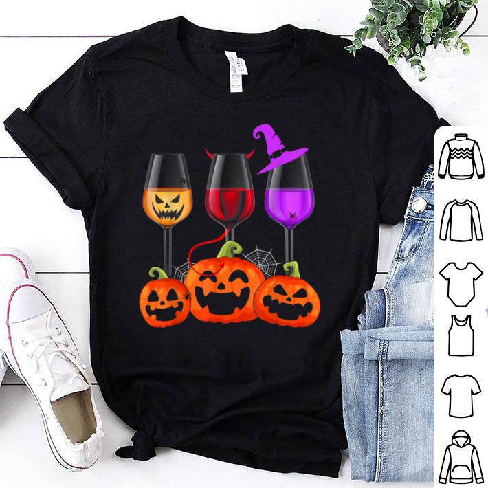 Premium Three Glasses Of Wines - Funny Halloween Wine Lover shirt 7