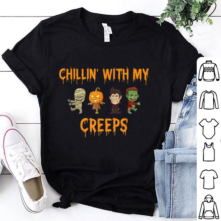 Awesome Chillin' With My Creeps Halloween Zombie Vampire Funny shirt 7