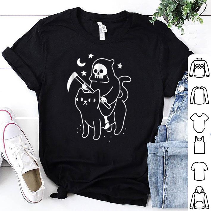 Great Death Rides A Black Cat Funny Halloween Costume Scary shirt 7