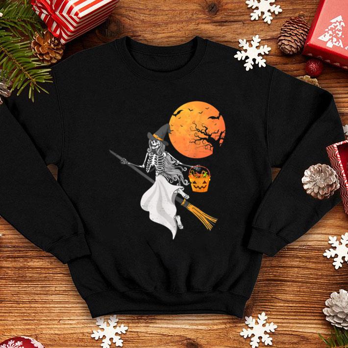 Great Funny Womens Halloween Skeleton Witch Costume Pumpkin shirt