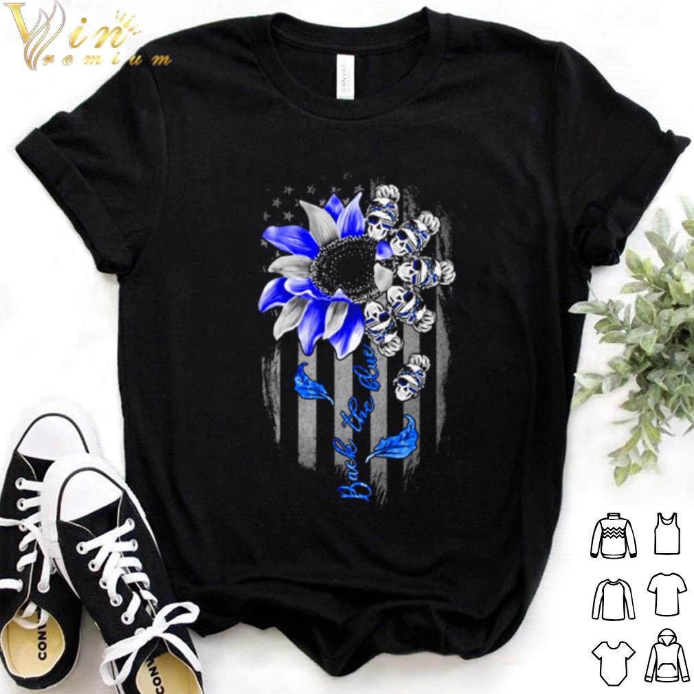 Top Sunflower Skull Blue back the blue shirt 7