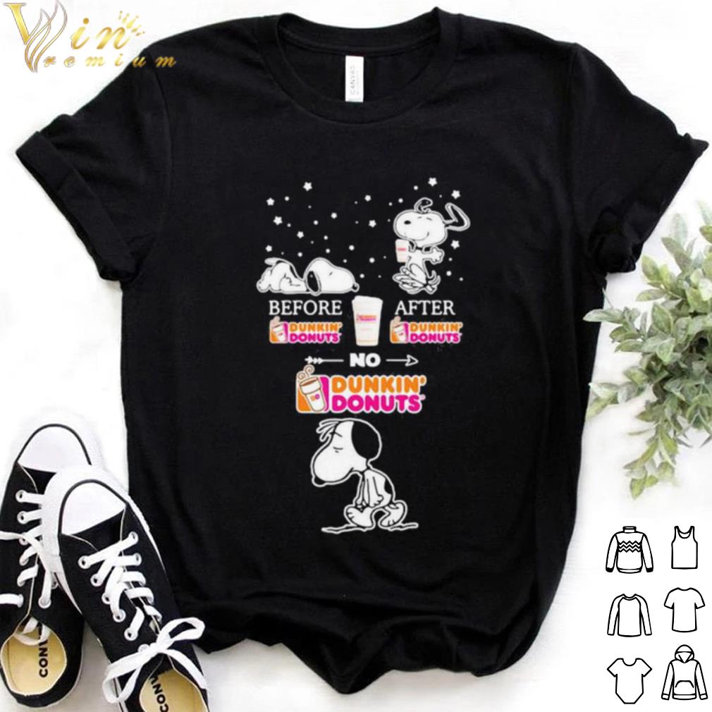 Top Snoopy status before and after taking Dunkin Donuts shirt 7