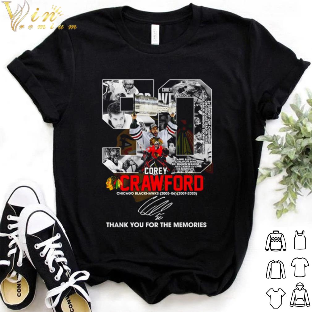 Best 50 Corey Crawford Chicago Blackhawks thank you for the memories shirt 7