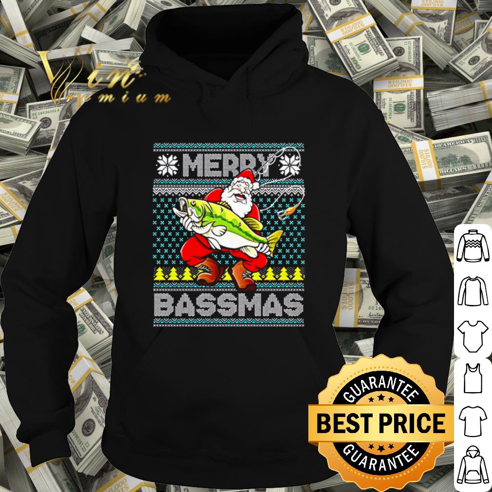 Original Merry Bassmas Santa hugs the fish Christmas shirt