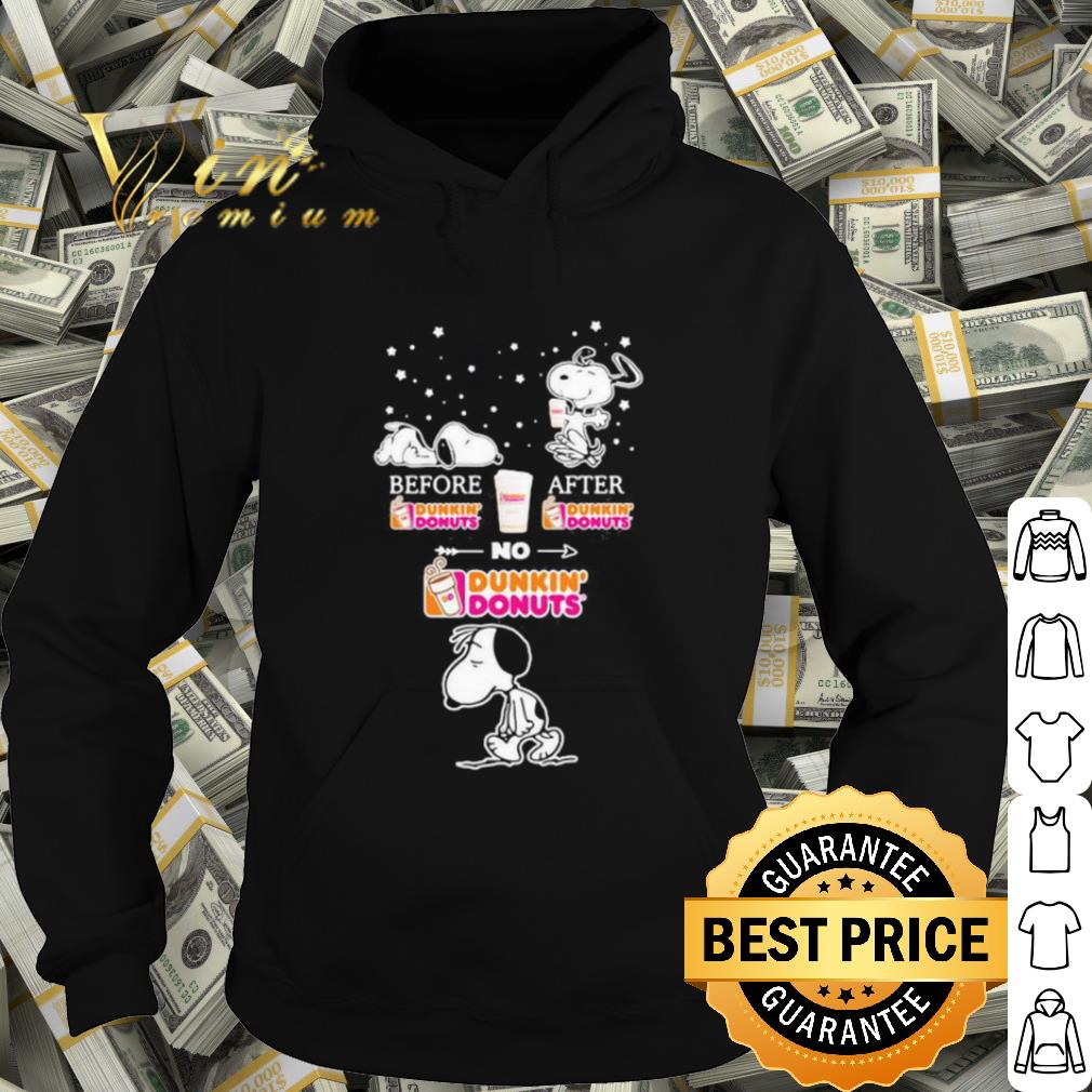 Top Snoopy status before and after taking Dunkin Donuts shirt