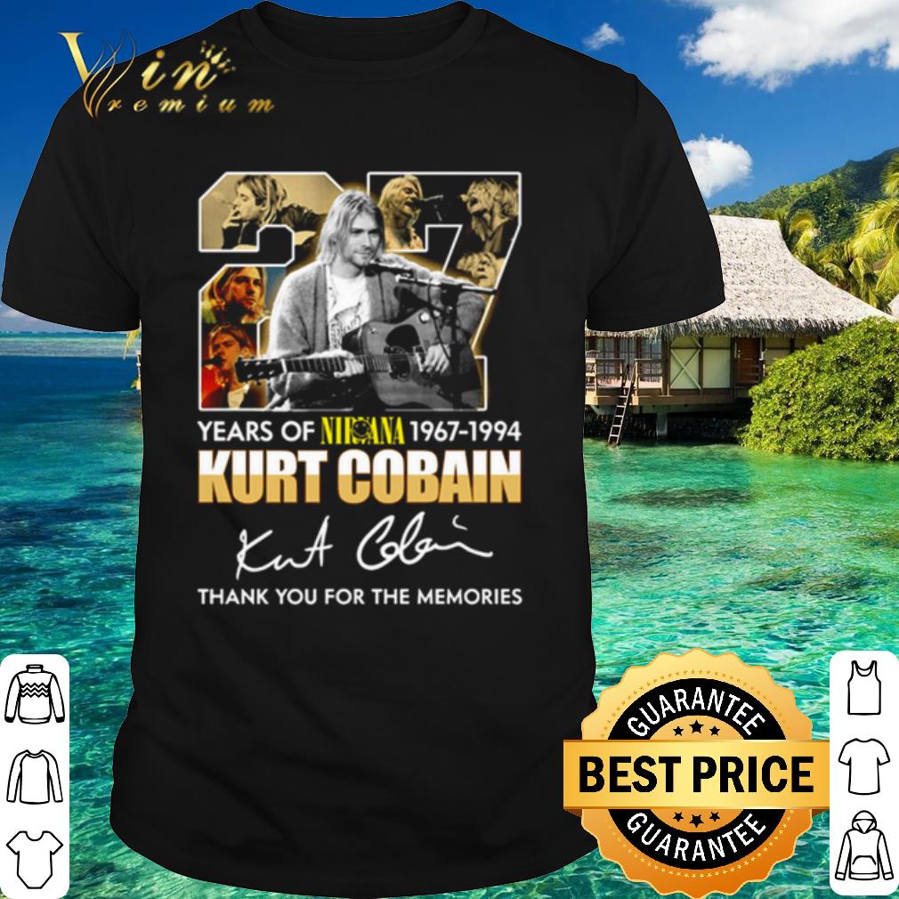 Official 27 Years of Nirvana 1967-1994 Kurt Cobain thank you for the memories signature shirt 7