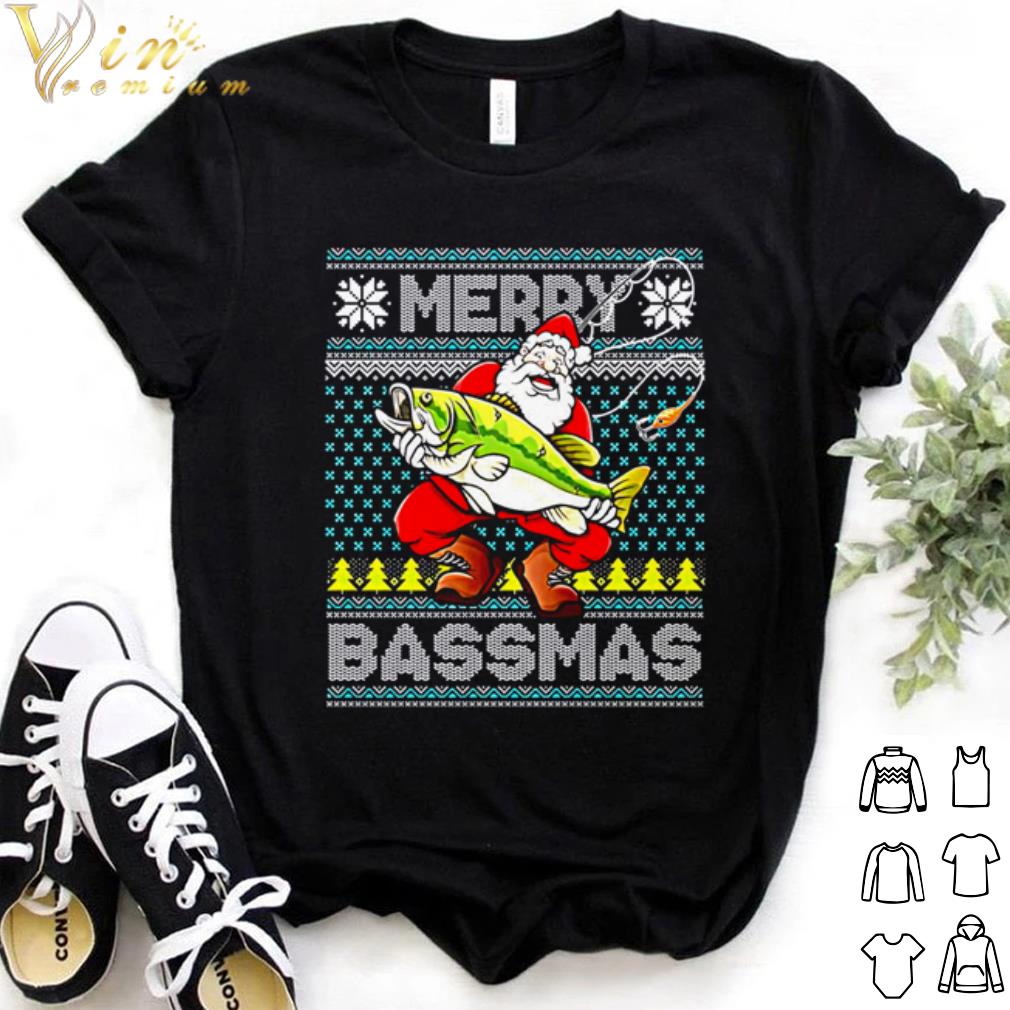 Original Merry Bassmas Santa hugs the fish Christmas shirt 6