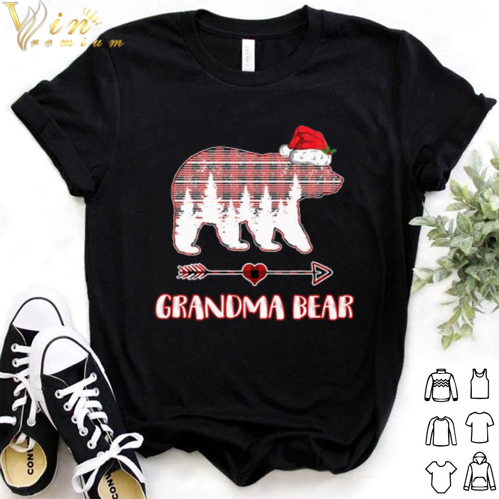 Top Grandma Bear Pajama Red Plaid Buffalo Hat Christmas shirt 6